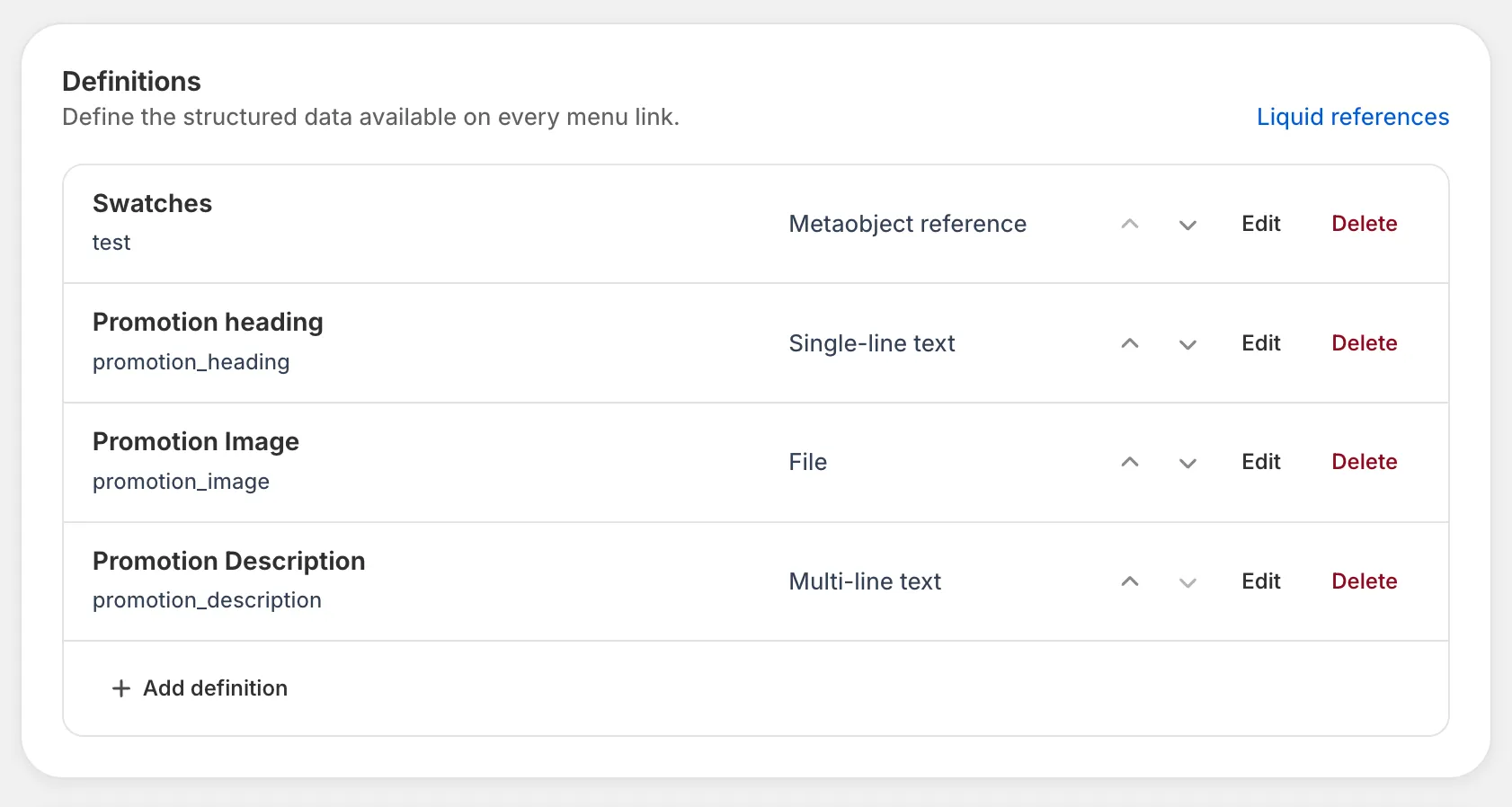 MenuFields menu preview showing draft changes before publishing